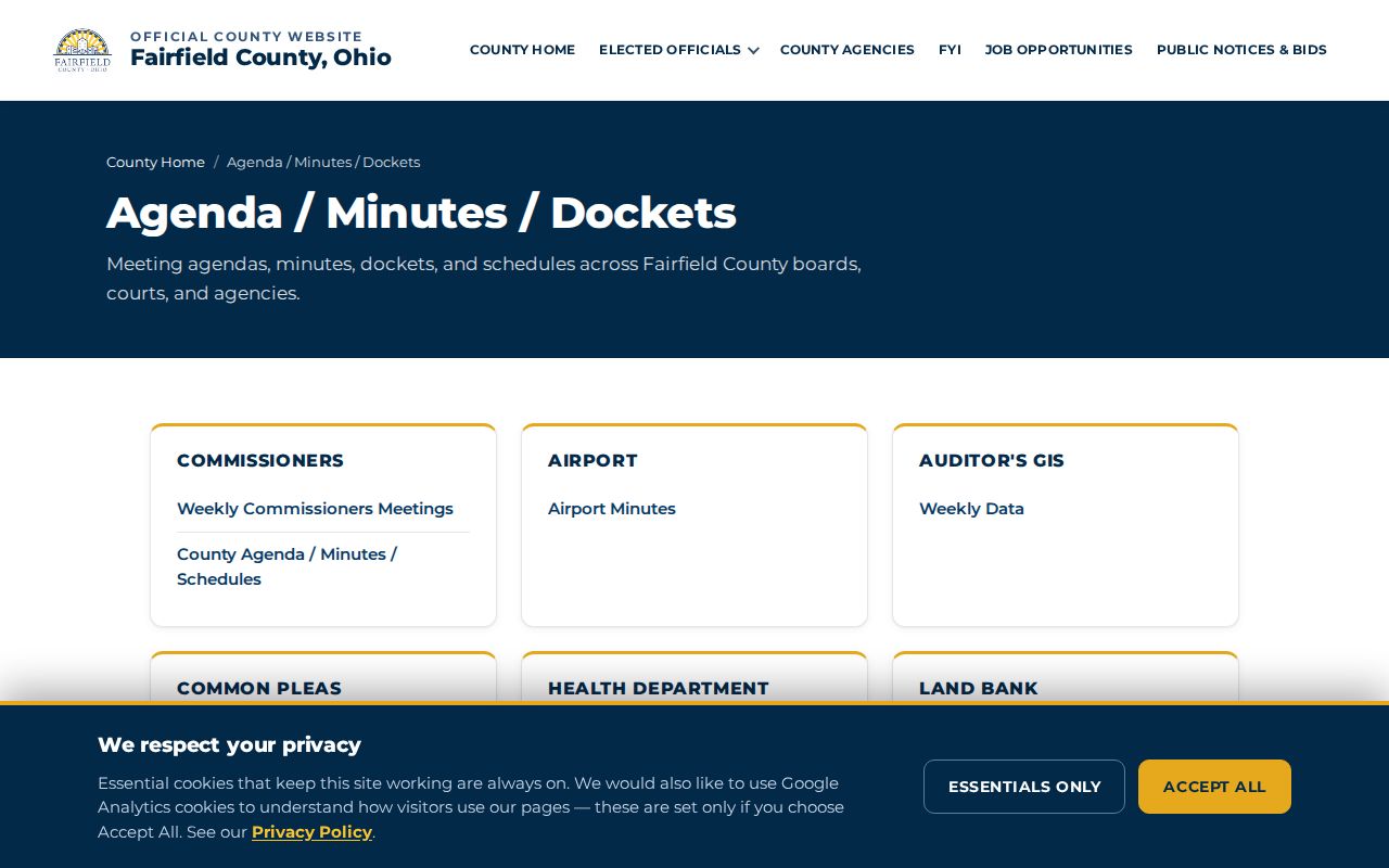Fairfield County court calendar county judge docket directory