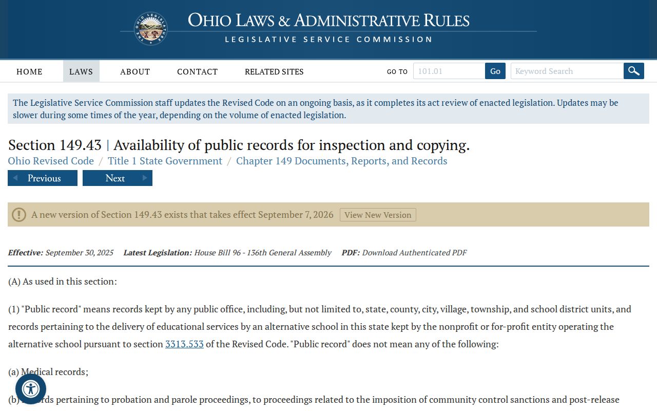 Fairfield County court records Ohio Public Records Act source