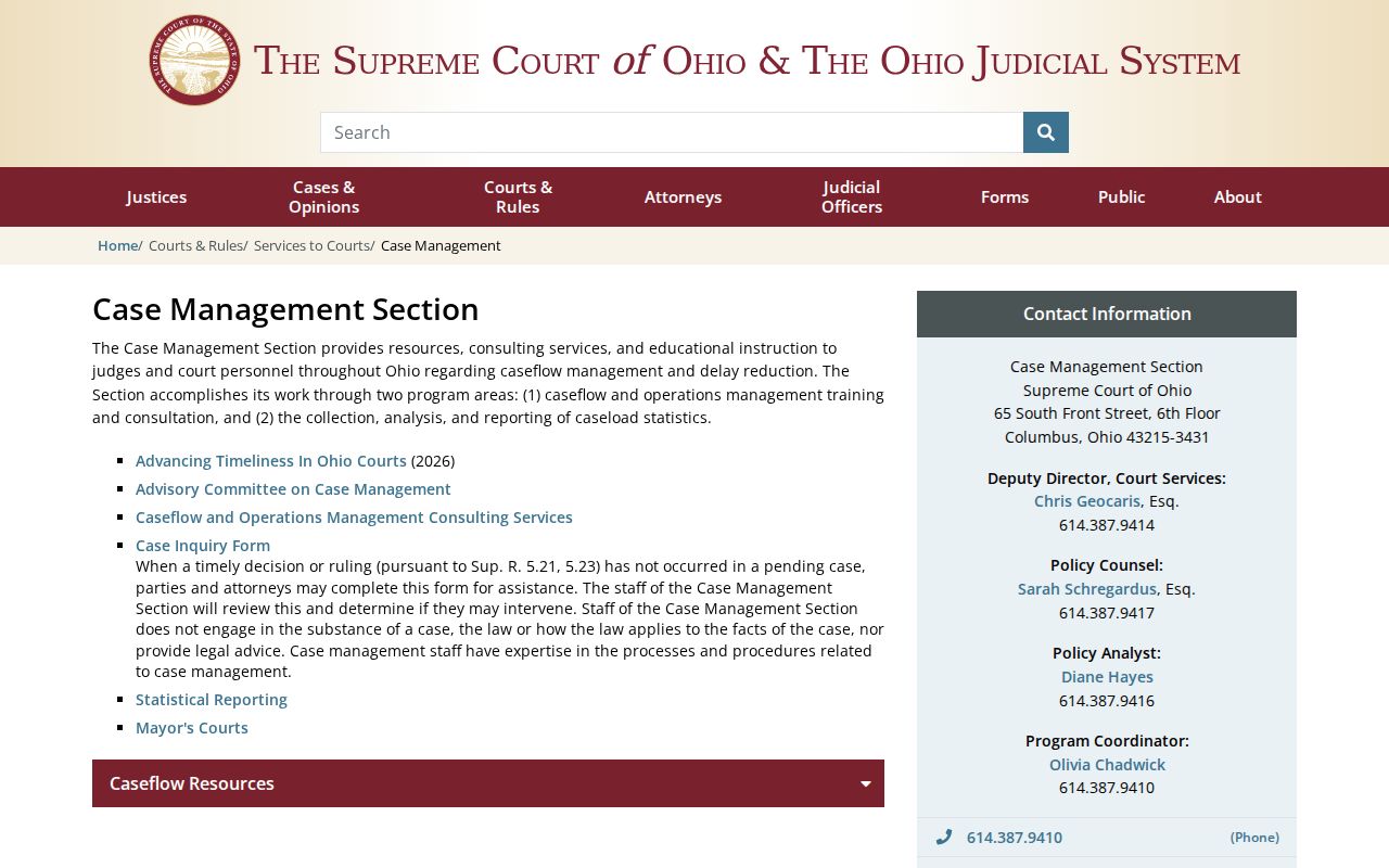 Ohio Supreme Court case-management resource supporting local court record systems