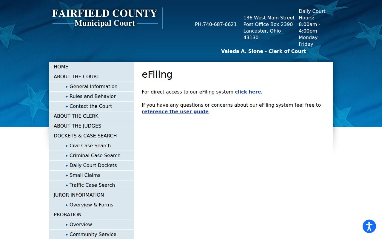 Fairfield County traffic court records Municipal e-filing information